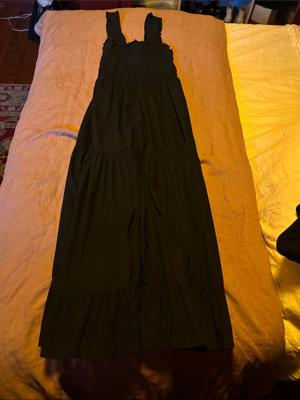 Black Tiered Maxi dress with Smocked Waist